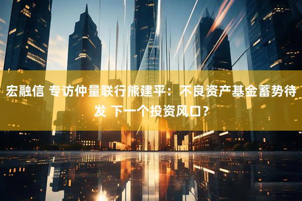 宏融信 专访仲量联行熊建平：不良资产基金蓄势待发 下一个投资风口？